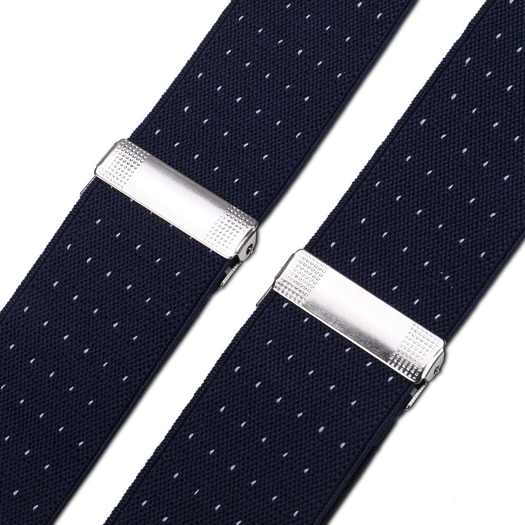 Navy and White Dot Braces with Clip On - 35mm