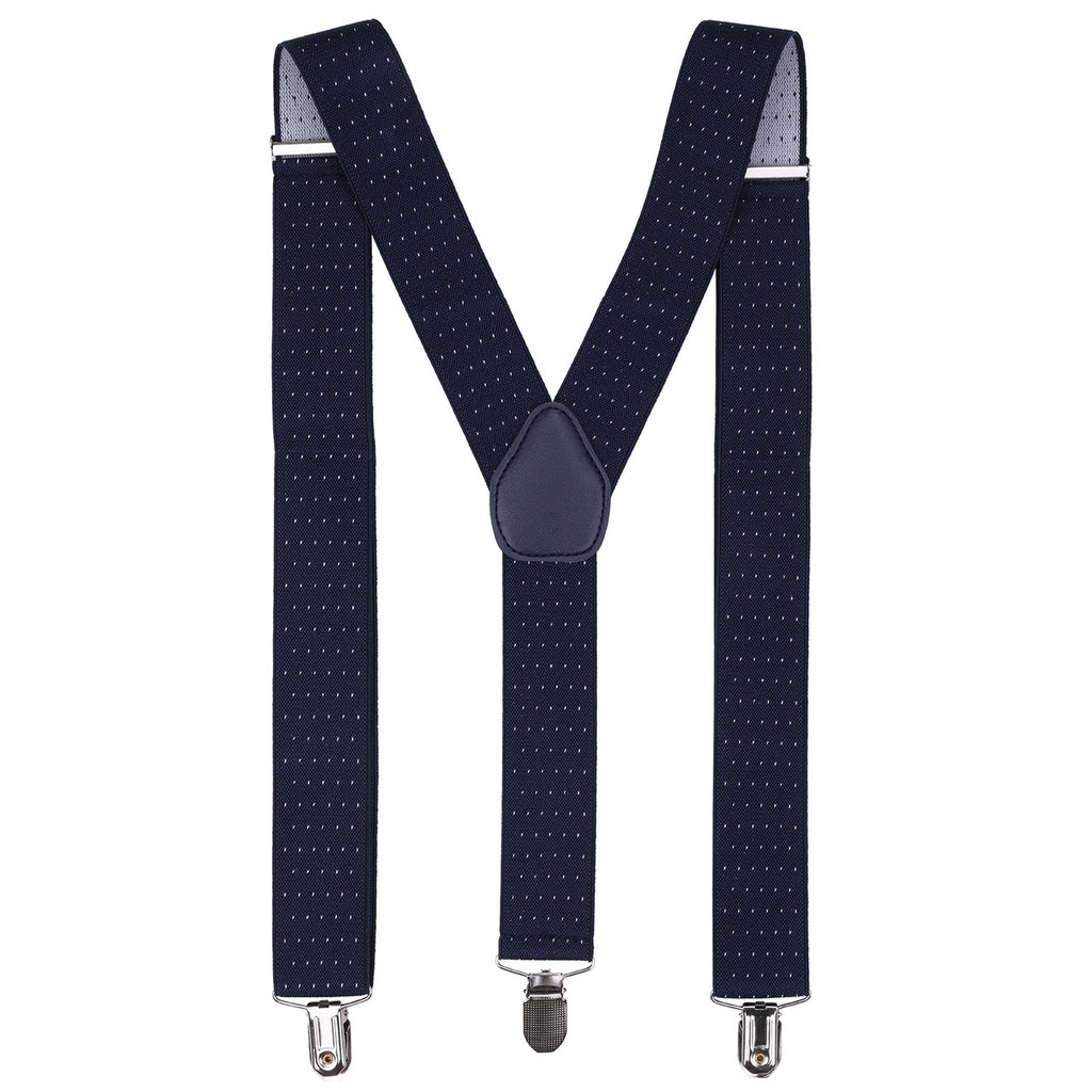 Navy and White Dot Braces with Clip On - 35mm