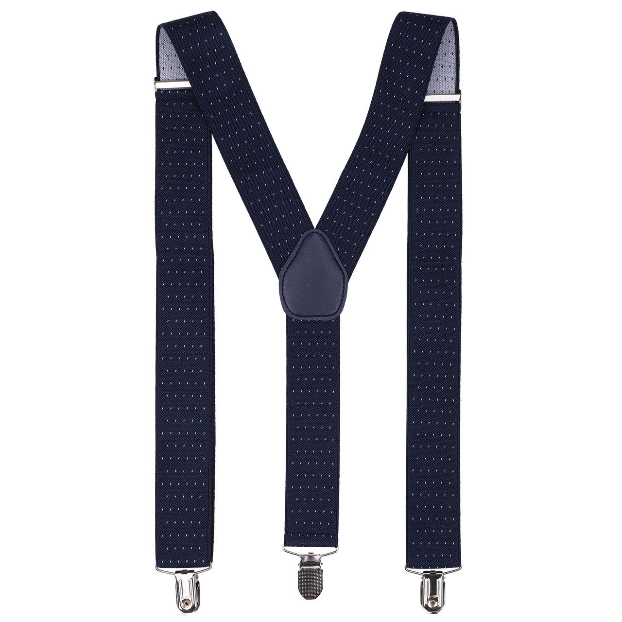 Navy and White Dot Braces with Clip On - 35mm