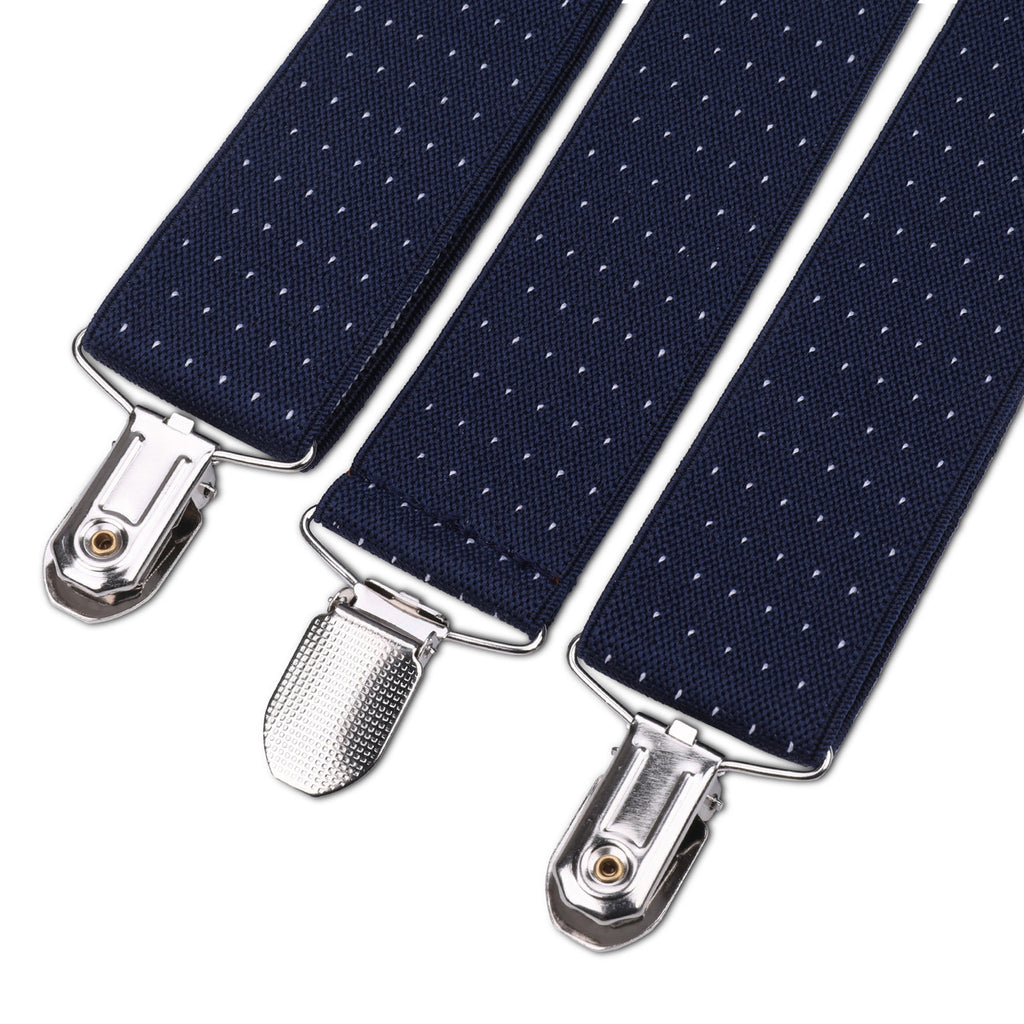 Navy and White Dot Braces with Clip On - 35mm
