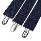 Navy and White Dot Braces with Clip On - 35mm