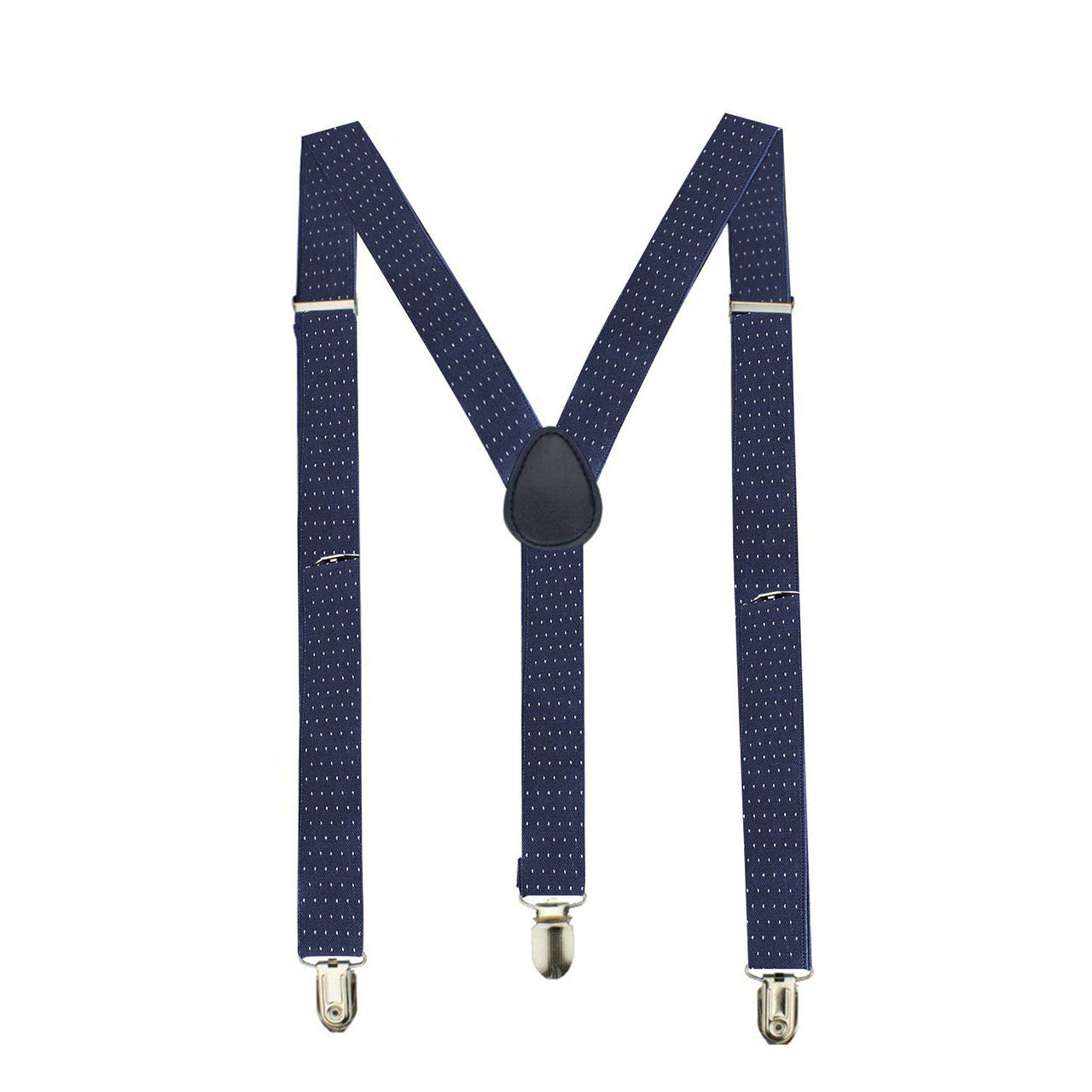 Navy and White Dot Braces with Clip On - 35mm