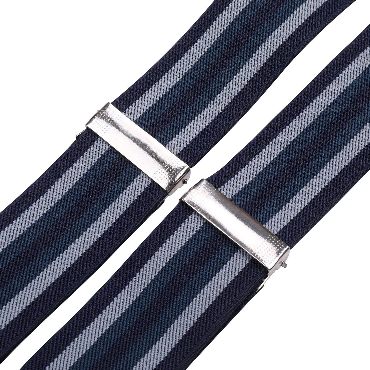 Navy Striped Braces with Clip On - 35mm