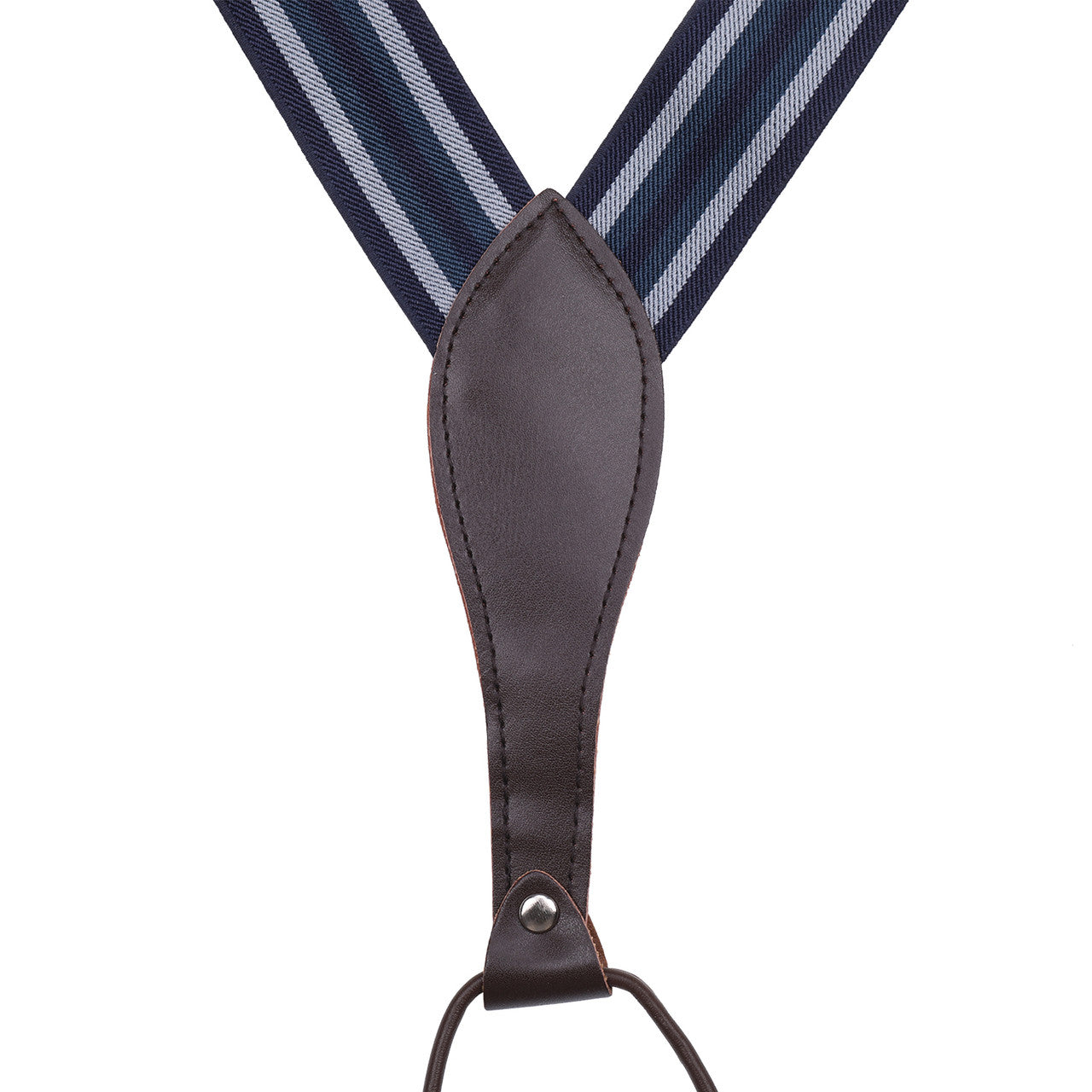 Navy Striped Braces with Clip On - 35mm