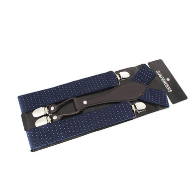 Men’s Adjustable Braces Y Shape Heavy Duty Clip On Suspenders for Trousers Jeans Navy Blue 35mm