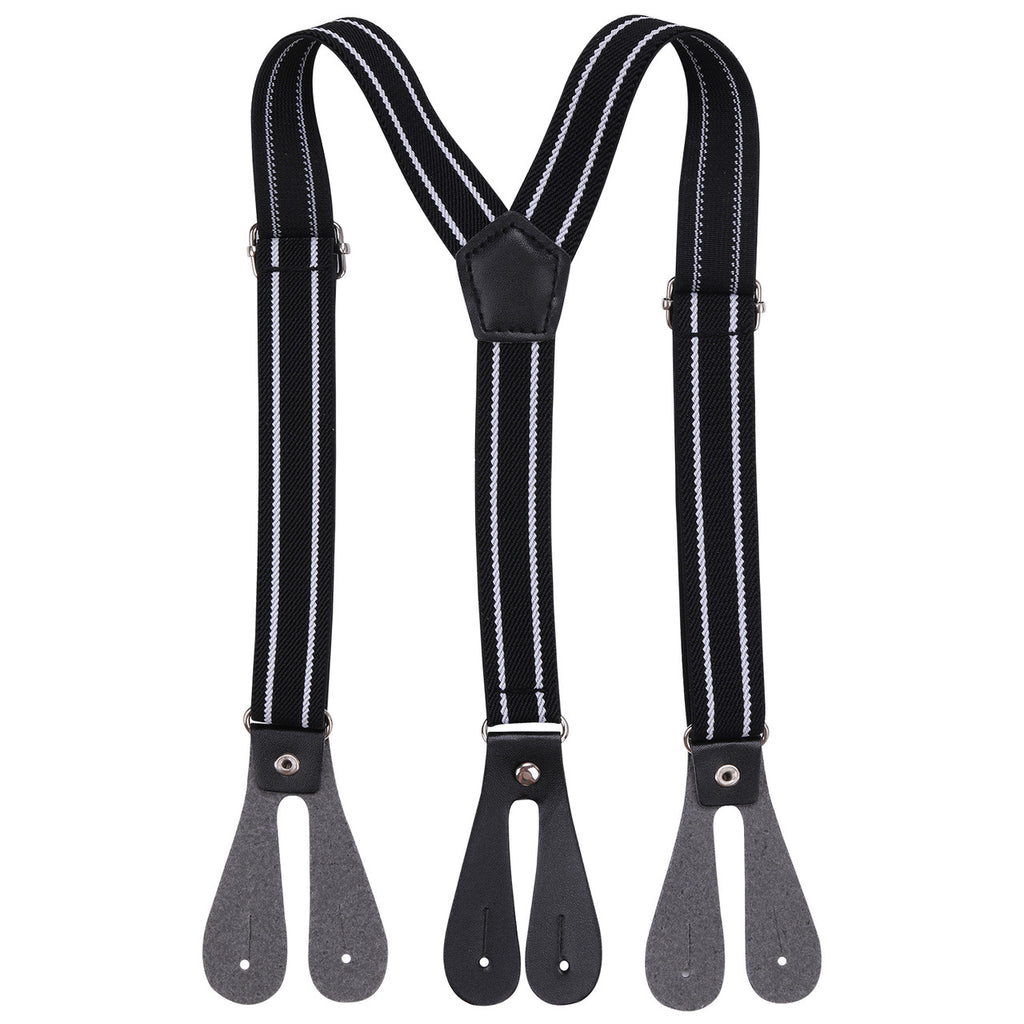 Black Striped Braces for Kids with Button Hole - 20mm