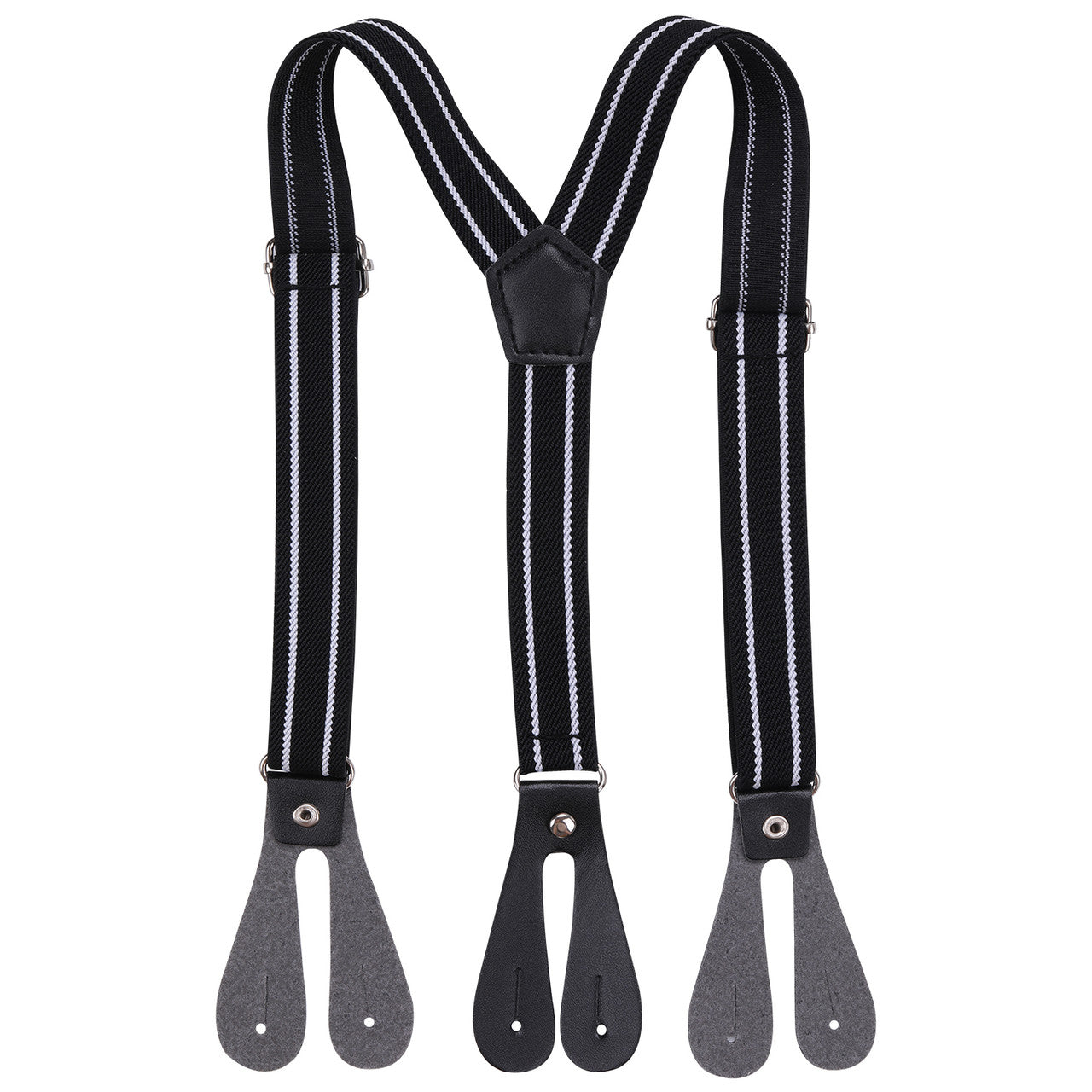 Black Striped Braces for Kids with Button Hole - 20mm