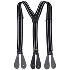 Black Striped Braces for Kids with Button Hole - 20mm