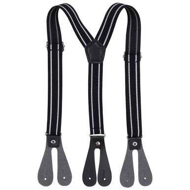 Black Striped Braces for Kids with Button Hole - 20mm