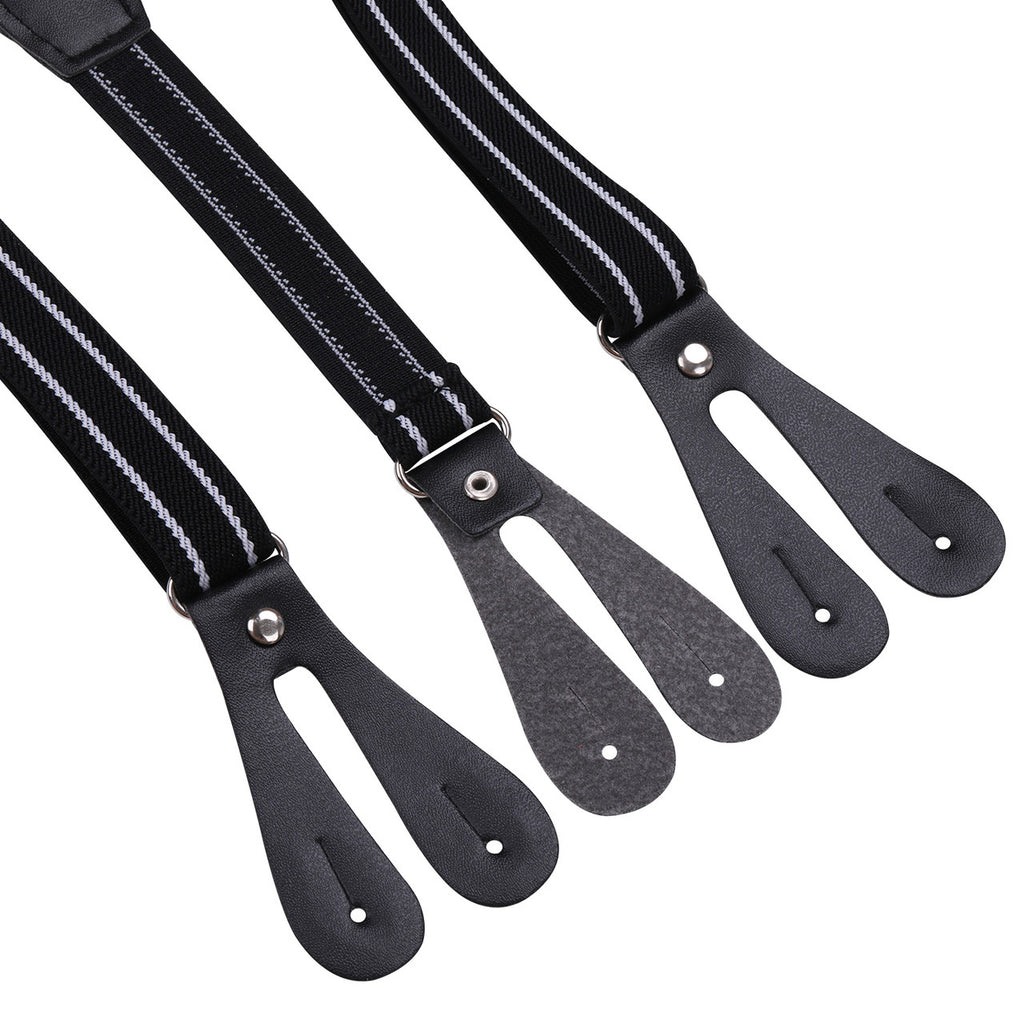 Black Striped Braces for Kids with Button Hole - 20mm