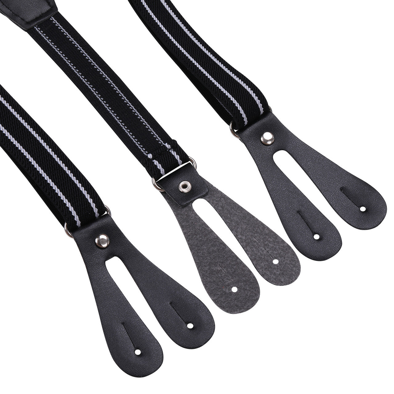 Black Striped Braces for Kids with Button Hole - 20mm