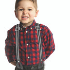 Black Striped Braces for Kids with Button Hole - 20mm