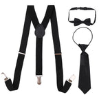 Kids Braces with Bow Tie and Neck Tie - 25mm (85cm) - Black