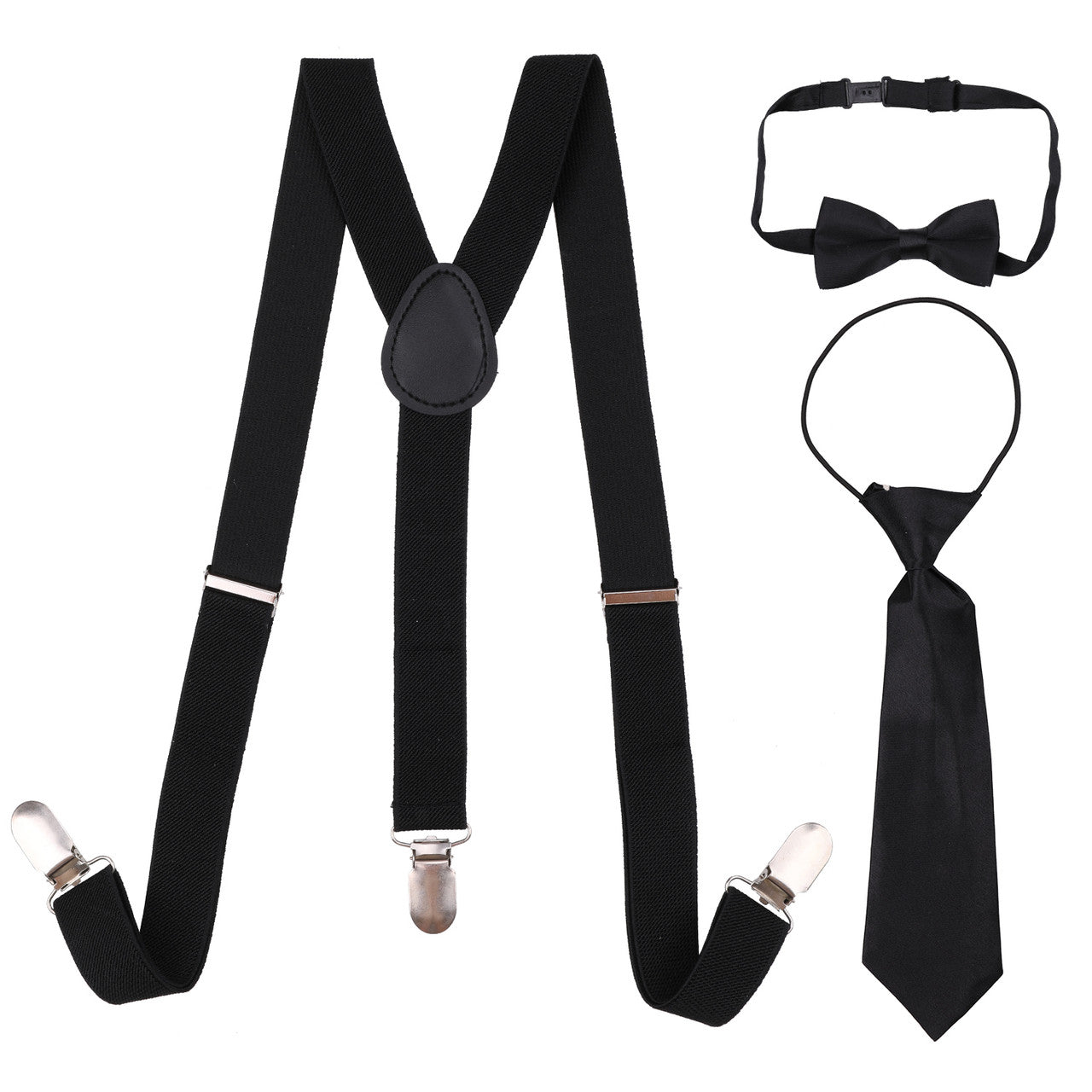 Kids Braces with Bow Tie and Neck Tie - 25mm (85cm) - Black