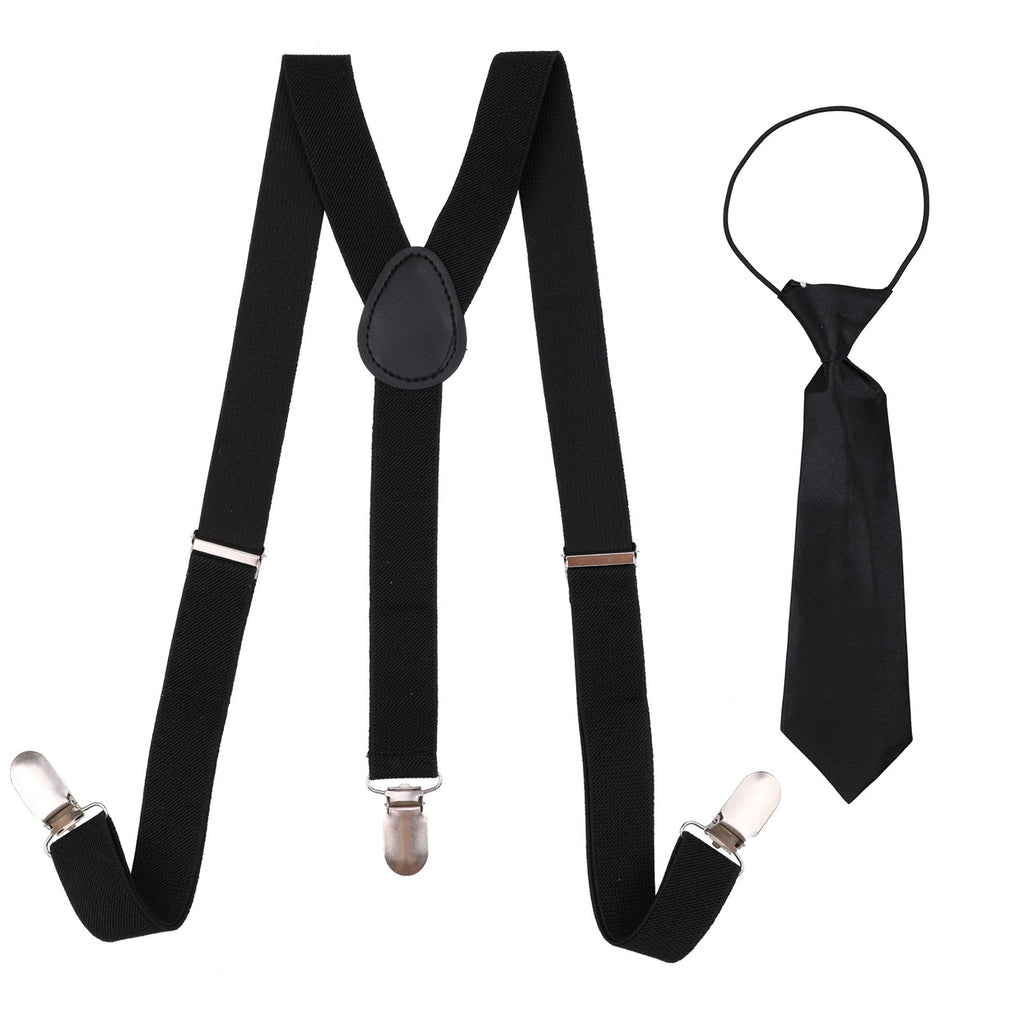 Kids Braces with Bow Tie and Neck Tie - 25mm (85cm) - Black