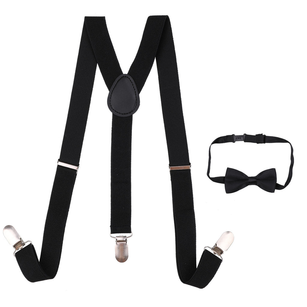 Kids Braces with Bow Tie and Neck Tie - 25mm (85cm) - Black