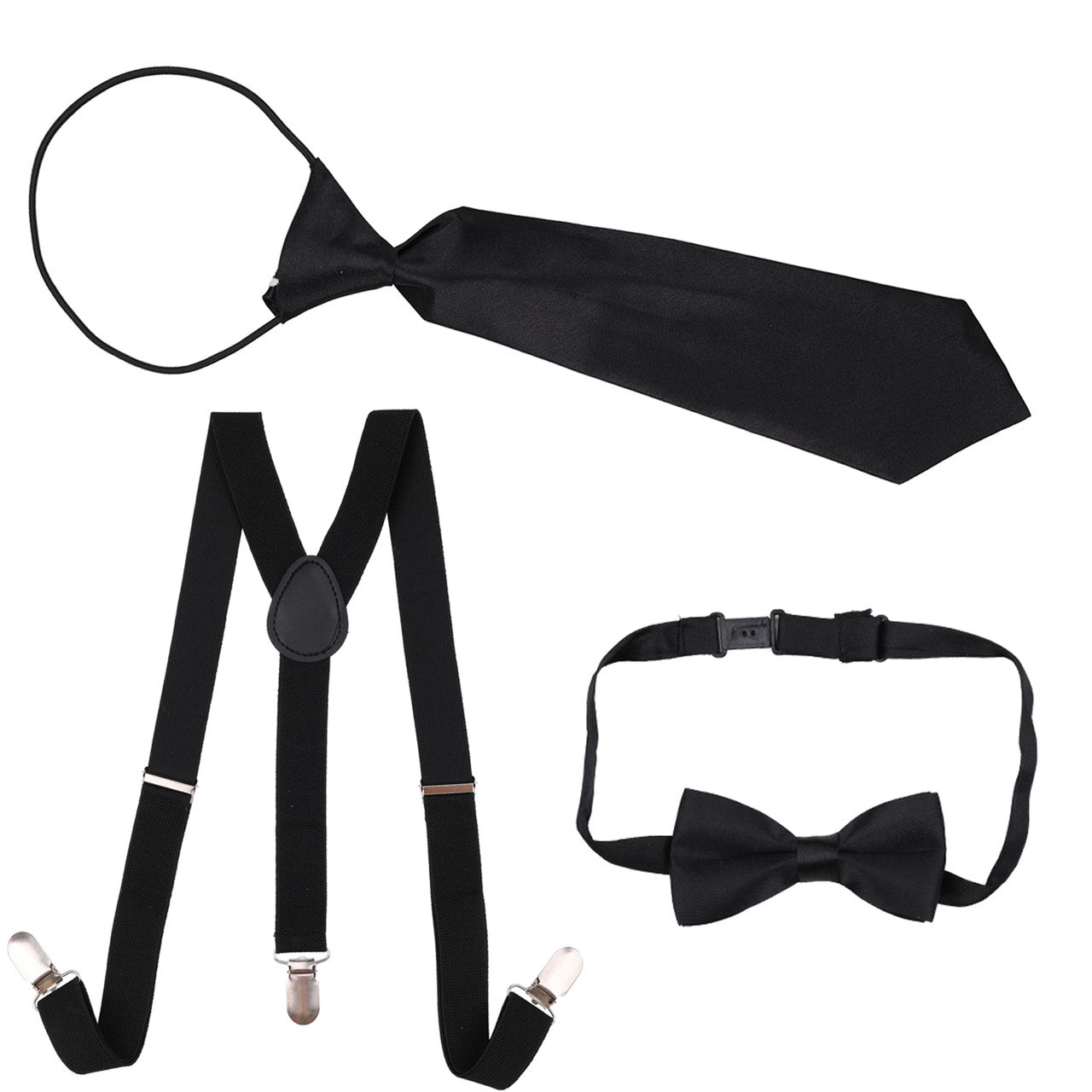 Kids Braces with Bow Tie and Neck Tie - 25mm (85cm) - Black