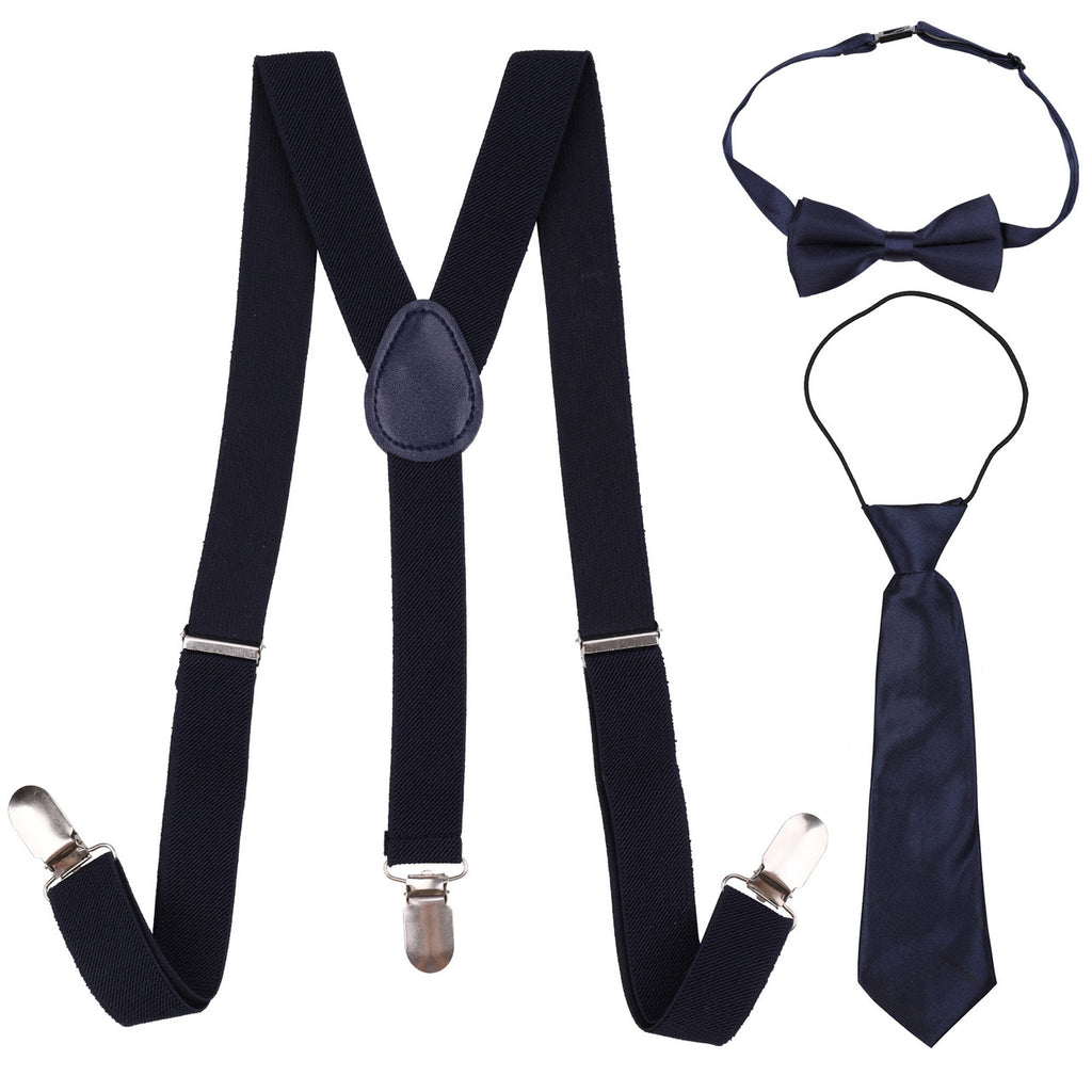 Kids Braces with Bow Tie and Neck Tie - 25mm (85cm) - Navy