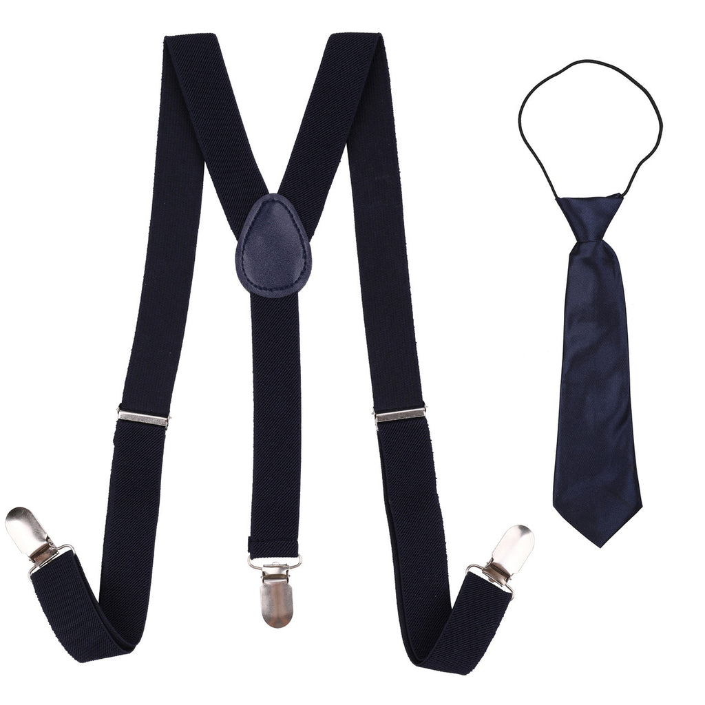 Kids Braces with Bow Tie and Neck Tie - 25mm (85cm) - Navy