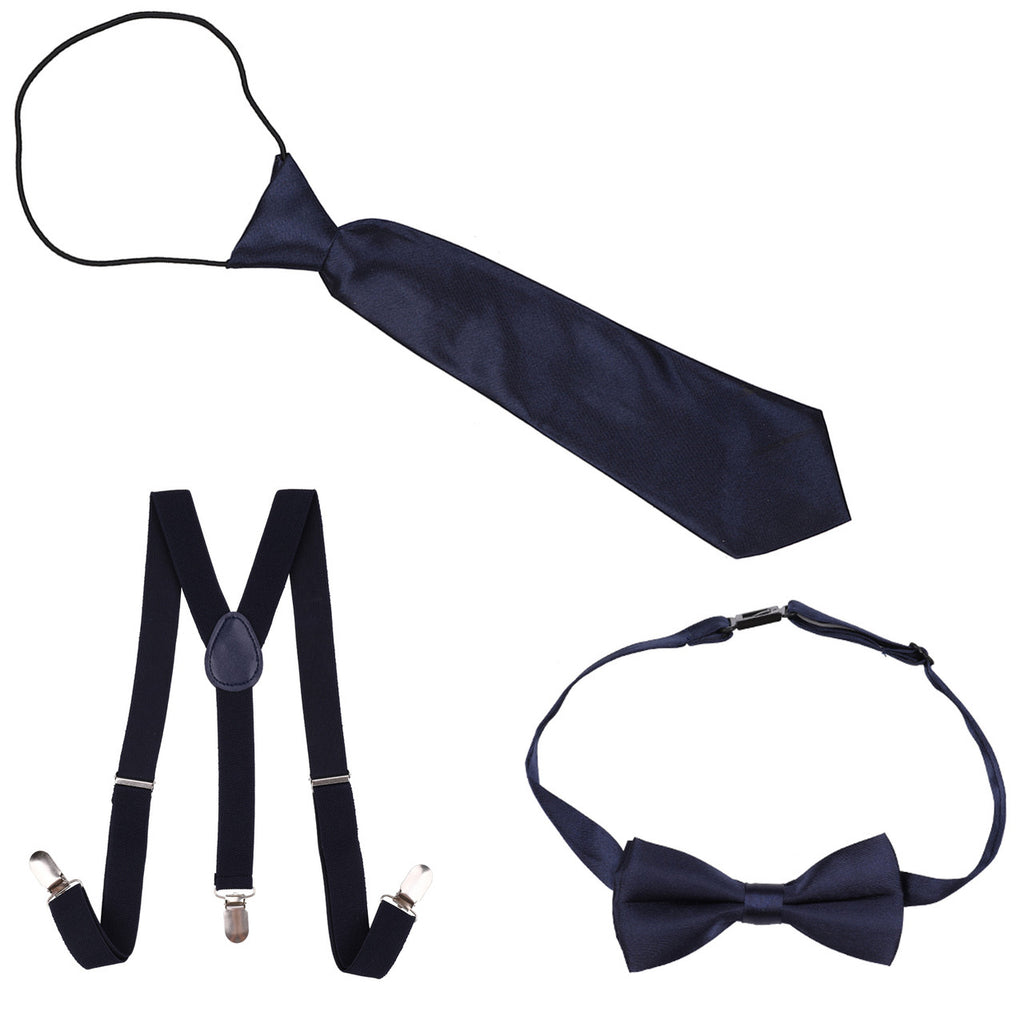 Kids Braces with Bow Tie and Neck Tie - 25mm (85cm) - Navy
