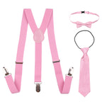 Kids Braces with Bow Tie and Neck Tie - 25mm (85cm) - Light Pink