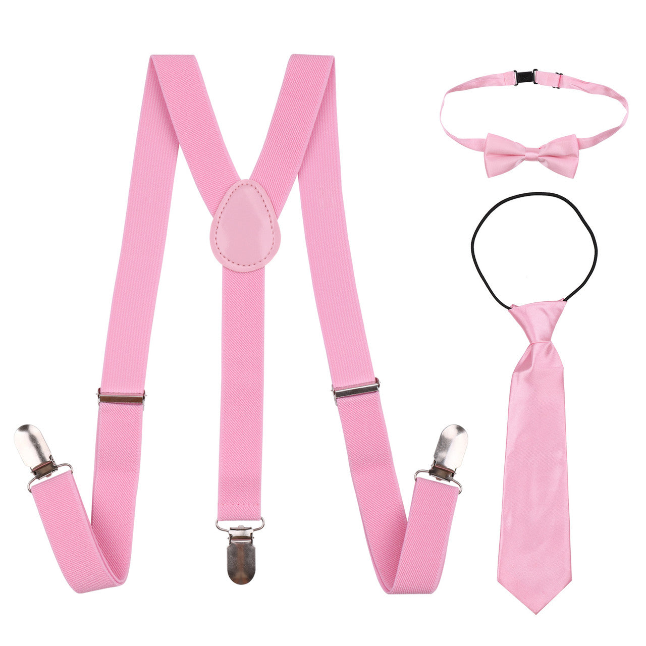 Kids Braces with Bow Tie and Neck Tie - 25mm (85cm) - Light Pink