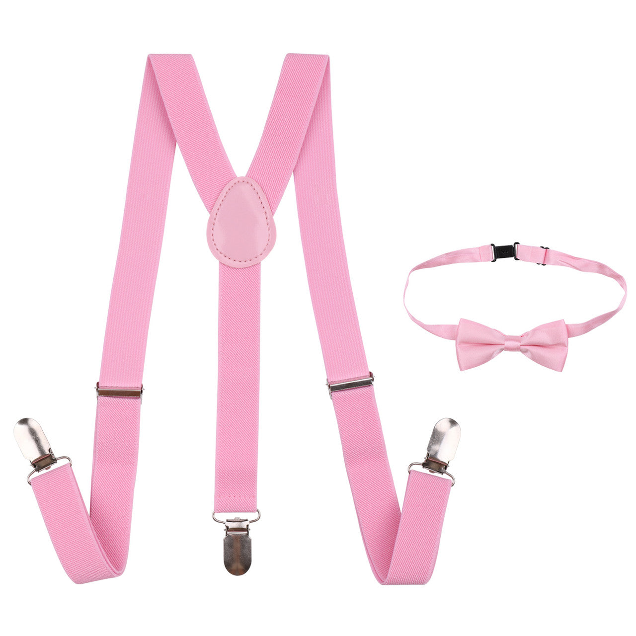 Kids Braces with Bow Tie and Neck Tie - 25mm (85cm) - Light Pink