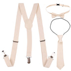 Kids Braces with Bow Tie and Neck Tie - 25mm (85cm) - Beige