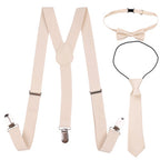 Kids Braces with Bow Tie and Neck Tie - 25mm (85cm) - Beige