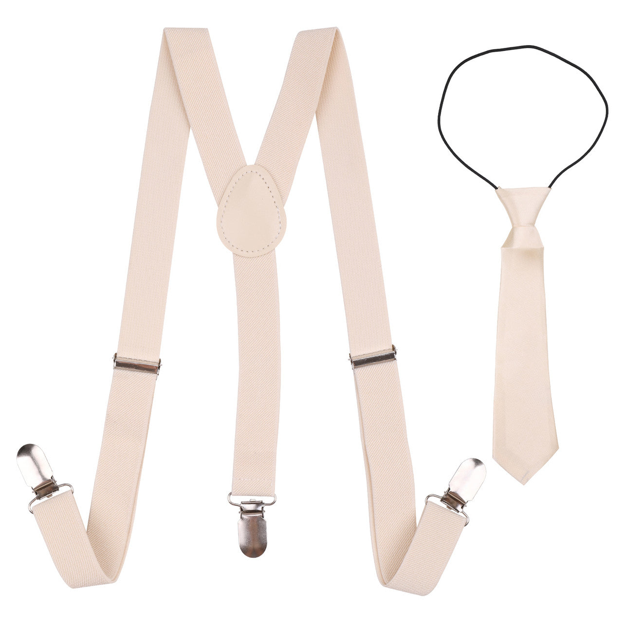 Kids Braces with Bow Tie and Neck Tie - 25mm (85cm) - Beige