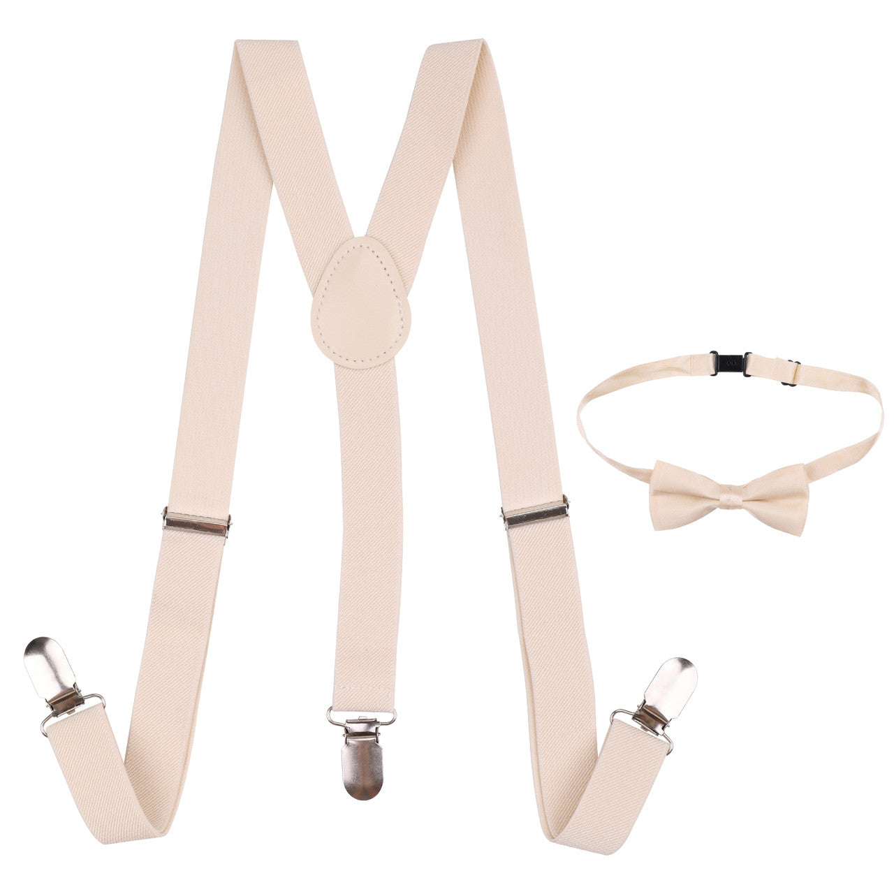 Kids Braces with Bow Tie and Neck Tie - 25mm (85cm) - Beige