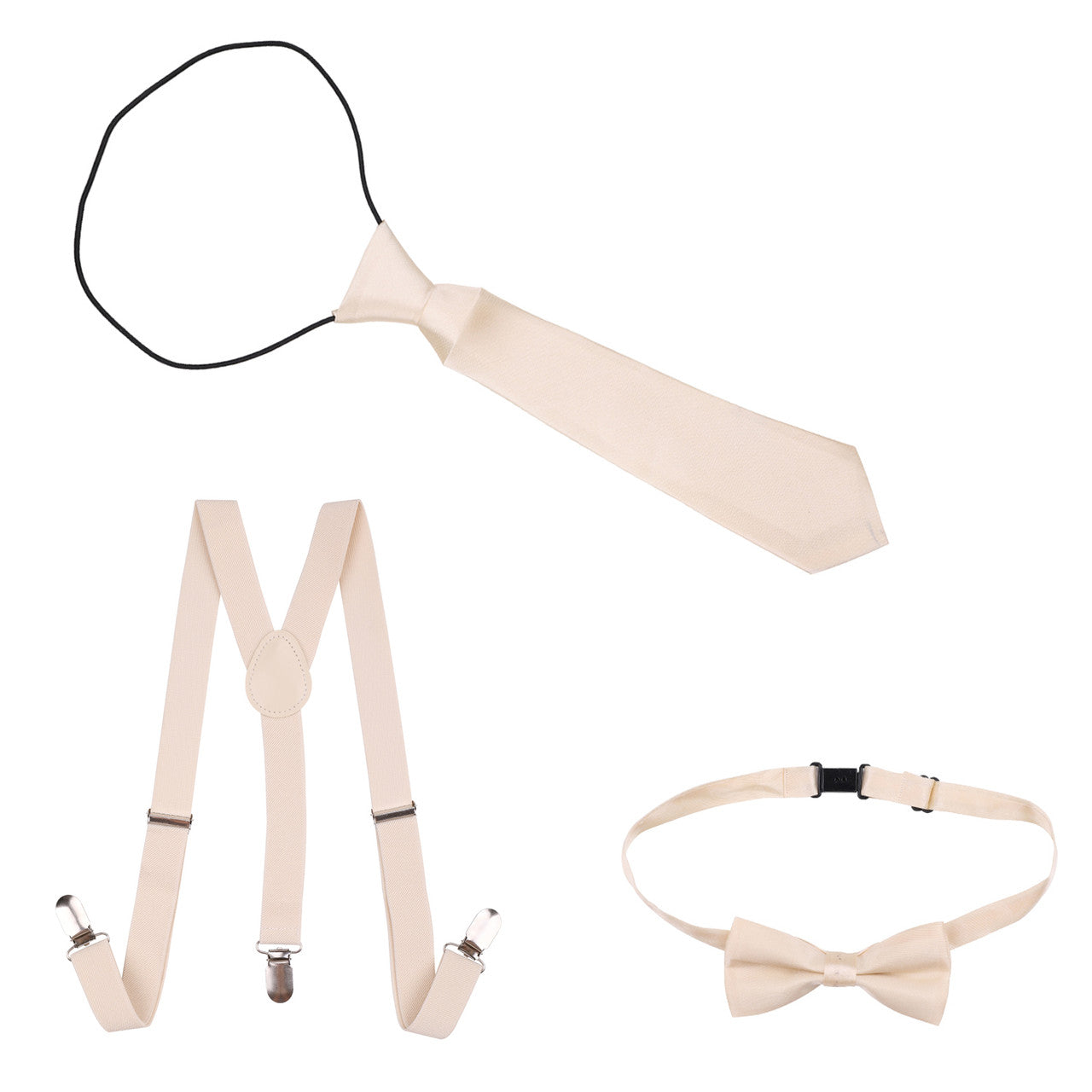 Kids Braces with Bow Tie and Neck Tie - 25mm (85cm) - Beige