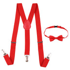 Kids Braces with Bow Tie and Neck Tie - 25mm (85cm) - Red