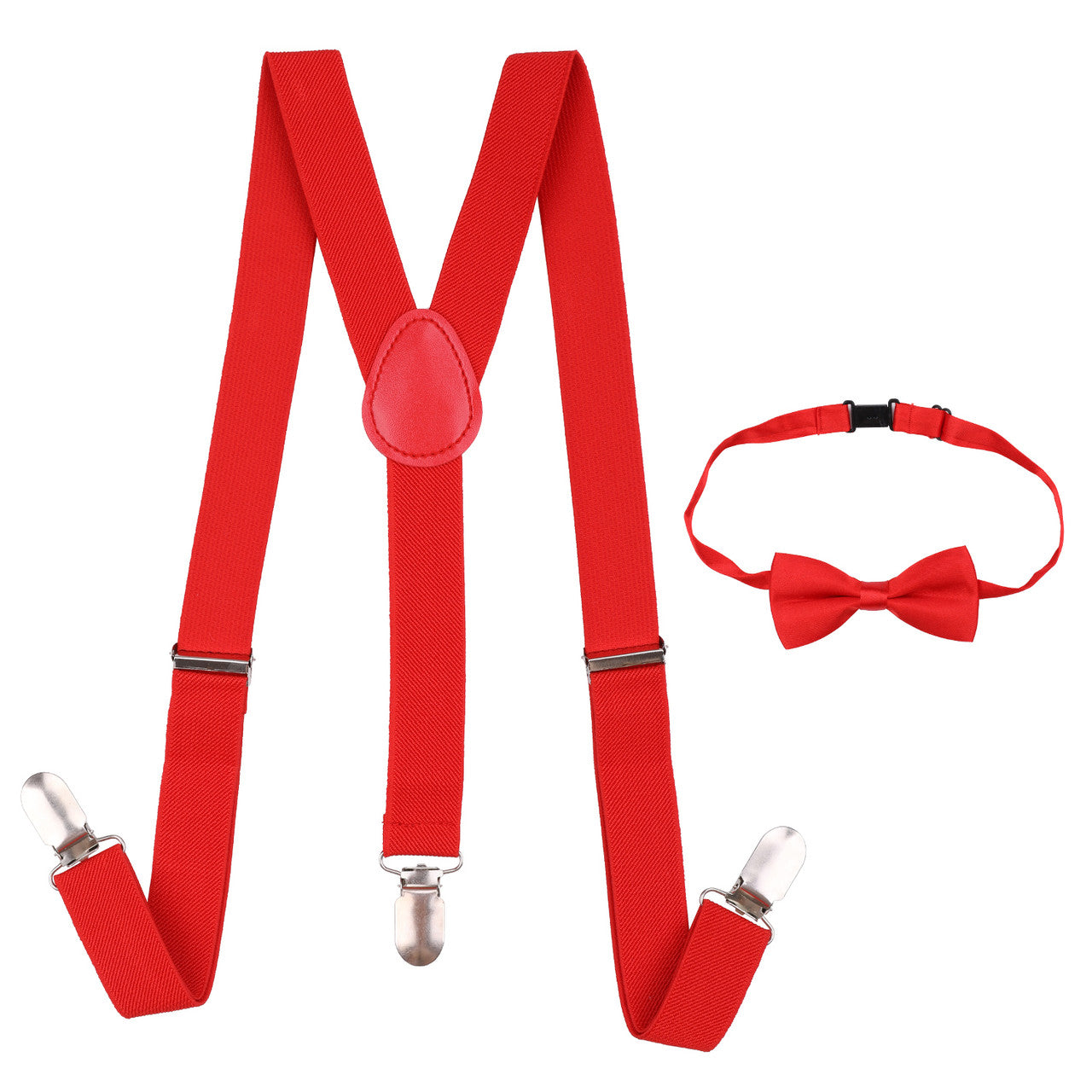 Kids Braces with Bow Tie and Neck Tie - 25mm (85cm) - Red