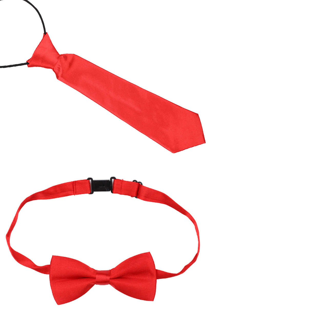 Kids Braces with Bow Tie and Neck Tie - 25mm (85cm) - Red