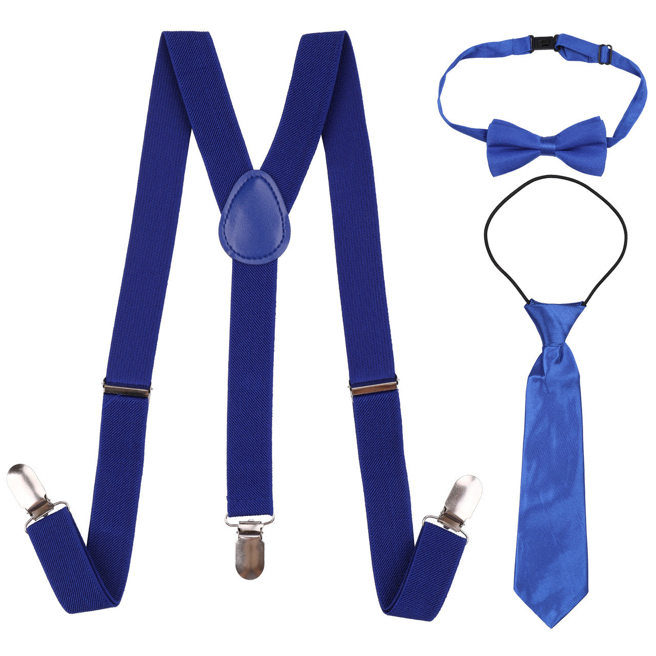 Kids Braces with Bow Tie and Neck Tie - 25mm (85cm) - Royal Blue