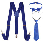 Kids Braces with Bow Tie and Neck Tie - 25mm (85cm) - Royal Blue