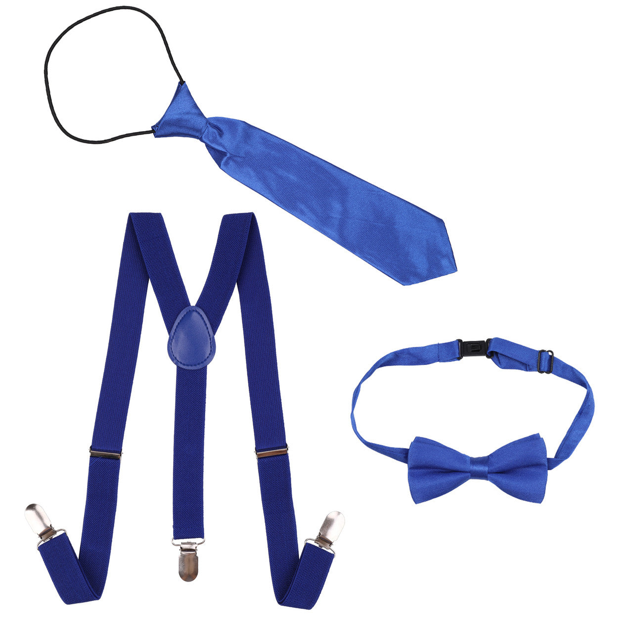 Kids Braces with Bow Tie and Neck Tie - 25mm (85cm) - Royal Blue