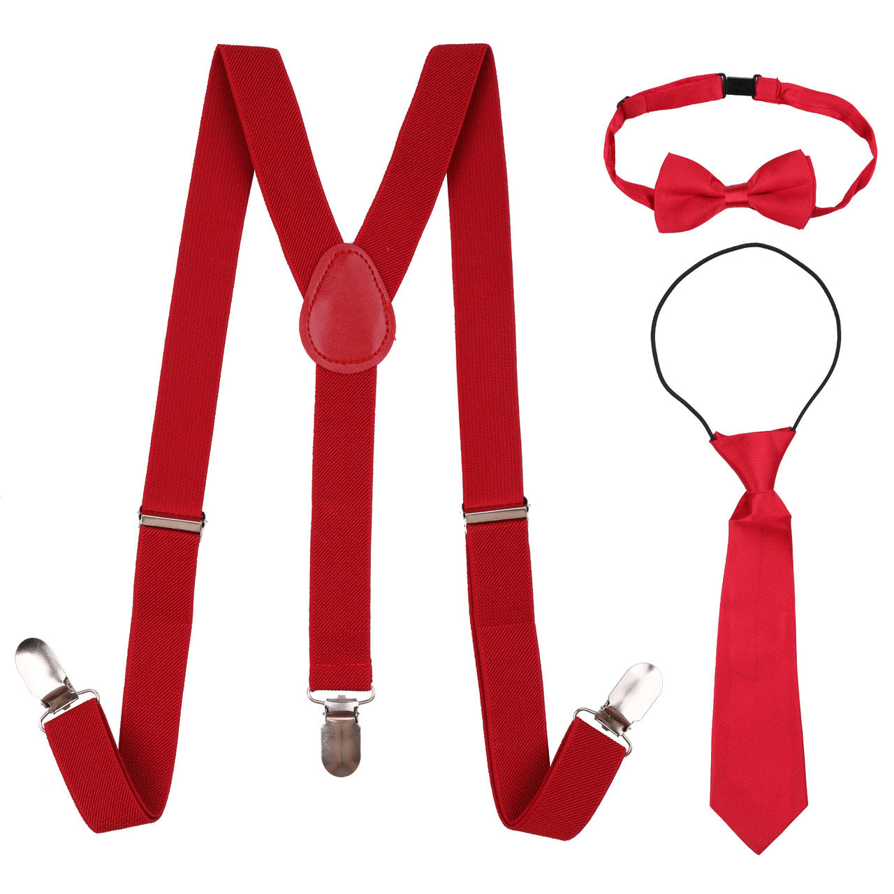 Kids Braces with Bow Tie and Neck Tie - 25mm (85cm) - Burgundy