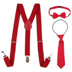 Kids Braces with Bow Tie and Neck Tie - 25mm (85cm) - Burgundy