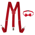 Kids Braces with Bow Tie and Neck Tie - 25mm (85cm) - Burgundy