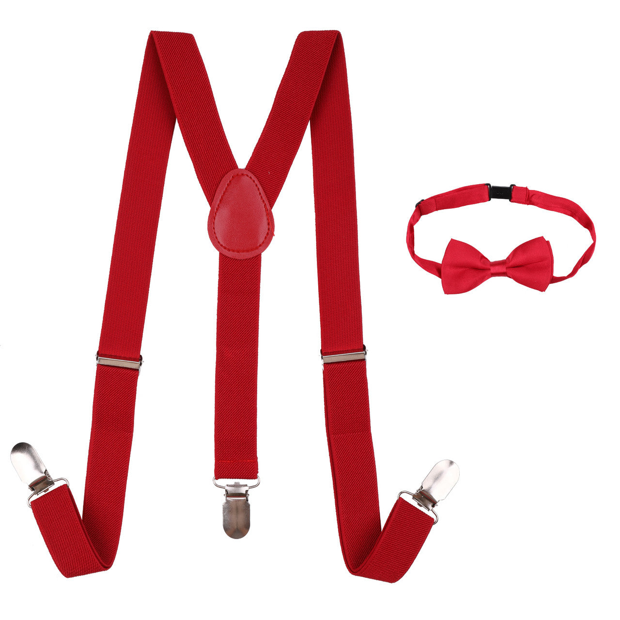 Kids Braces with Bow Tie and Neck Tie - 25mm (85cm) - Burgundy