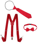 Kids Braces with Bow Tie and Neck Tie - 25mm (85cm) - Burgundy