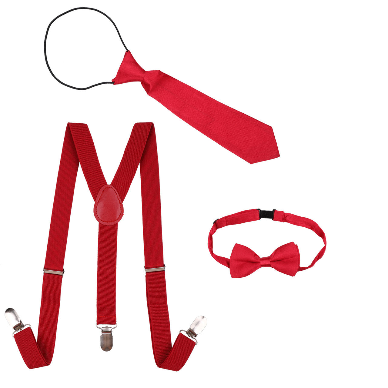 Kids Braces with Bow Tie and Neck Tie - 25mm (85cm) - Burgundy