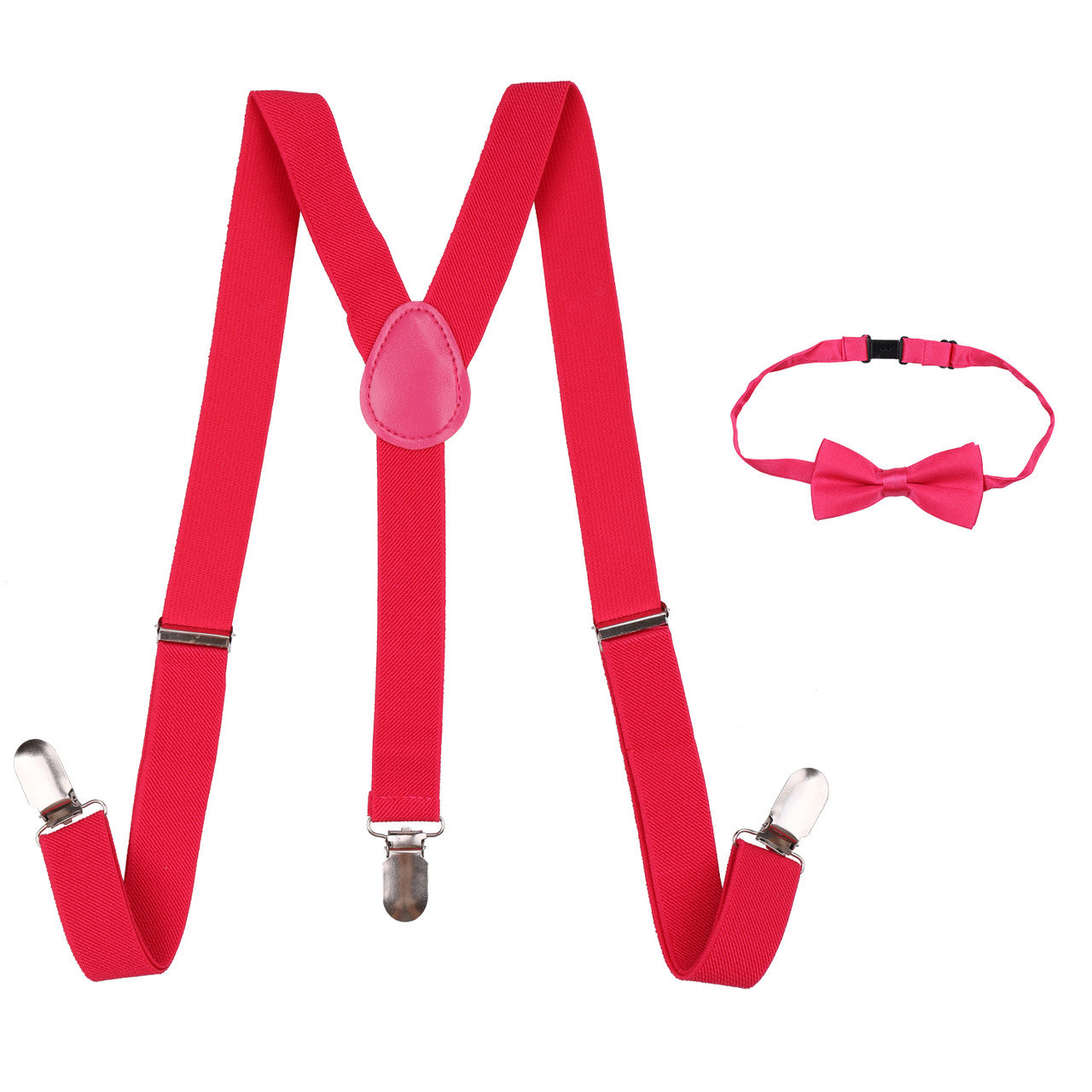 Kids Braces with Bow Tie and Neck Tie - 25mm (85cm) - Hot Pink