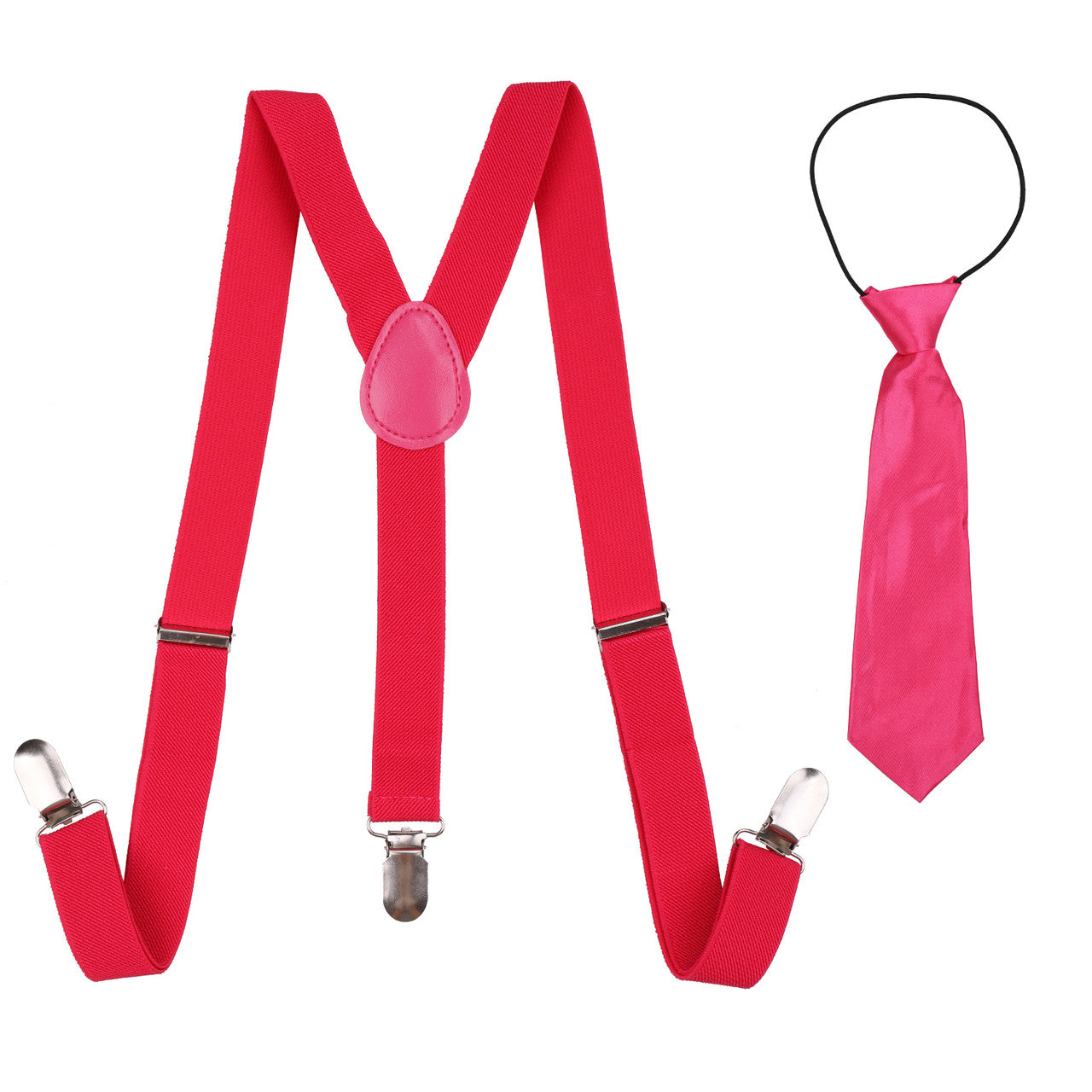 Kids Braces with Bow Tie and Neck Tie - 25mm (85cm) - Hot Pink