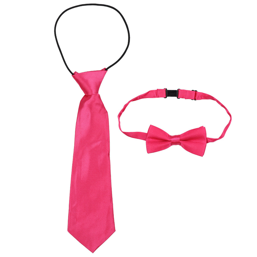 Kids Braces with Bow Tie and Neck Tie - 25mm (85cm) - Hot Pink