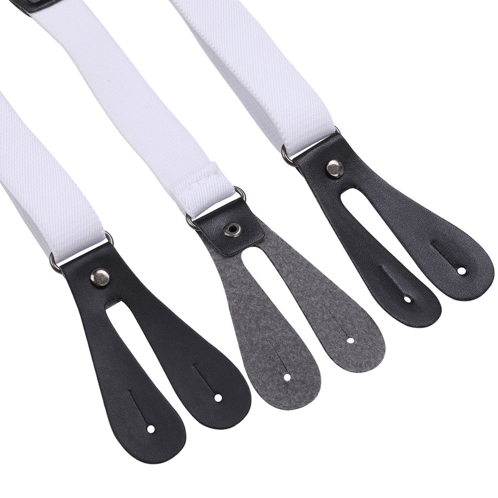 White and Black Braces for Kids with Button Hole - 20mm