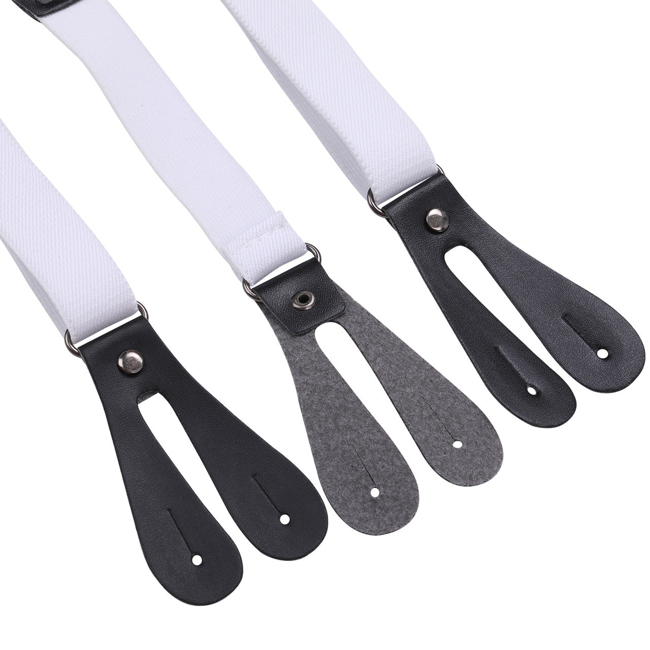 White and Black Braces for Kids with Button Hole - 20mm