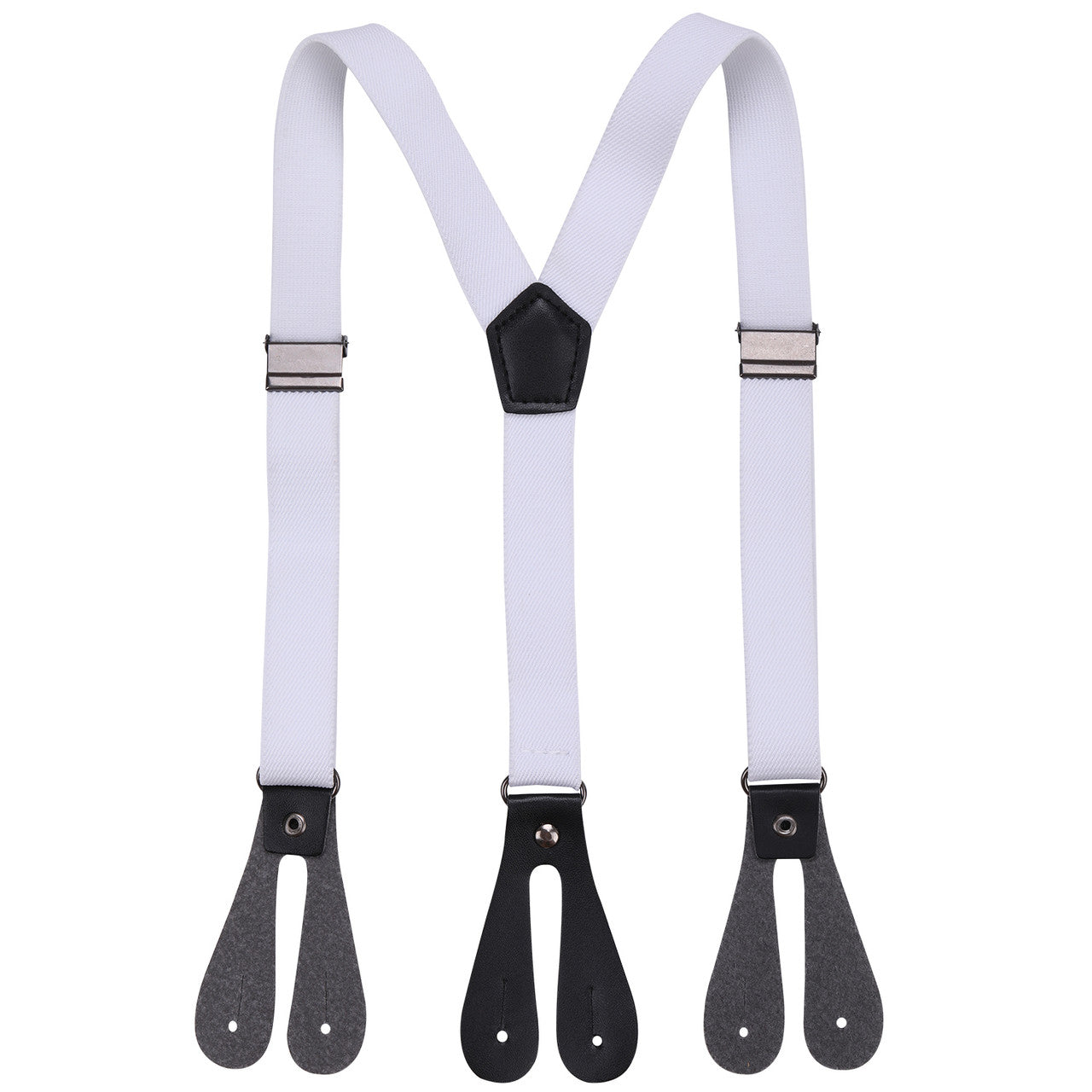 White and Black Braces for Kids with Button Hole - 20mm